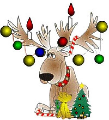 reindeer with holiday decorations